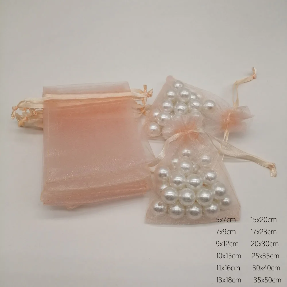 1000pcs Mini Packing Organza Drawstring Pouches Champage Gift Bags Sachet Packaging Birthday Party Favors Christmas Jewelry