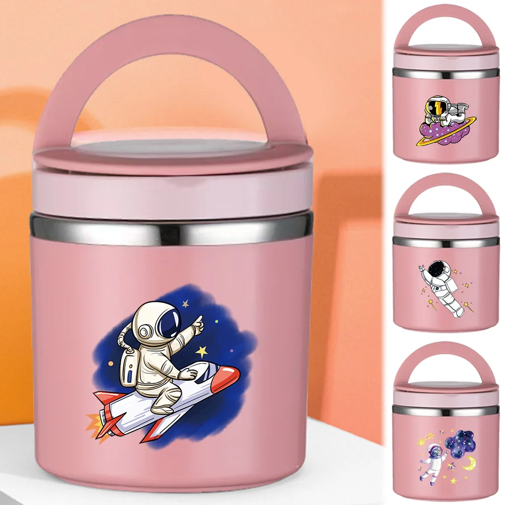 

Thermal Jar Insulated Soup Cup Astronaut Pattern Children Students Office Bento Box Single Layer Picnic Storage Lunch Box Unisex