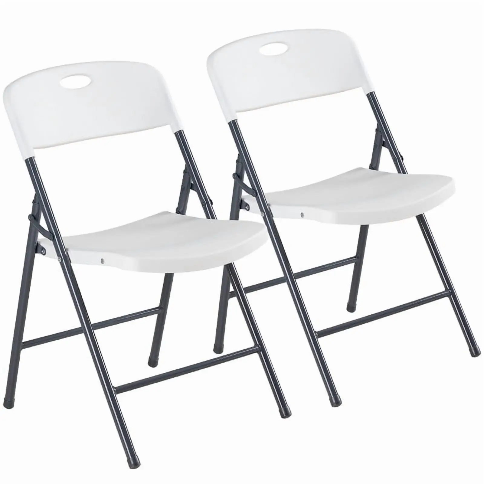2 Pack Plastic Folding Chairs Stackable Patio Garden Office Wedding Party Event Chairs, White
