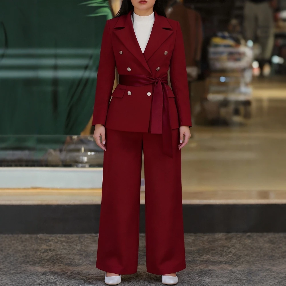 

Loose Fit Suit Trousers Commute Style Winter Clothes Women's Set Long Pants Ensemble Casual Business Fashion