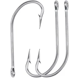 200PCS Fishing Hooks Saltwater O'Shaughnessy Forged Fish Hooks Stainless Steel Long Straight Shank J Hooks Fishing 1/0-10/0