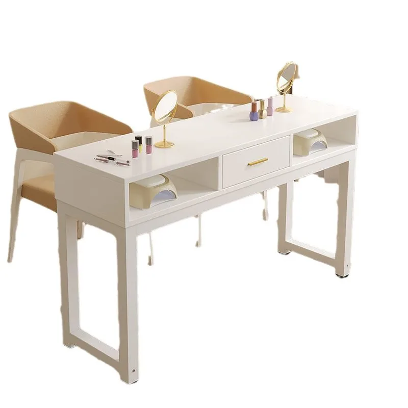 New Internet celebrity Japanese manicure table triple double wooden simple double-layer manicure shop table storage