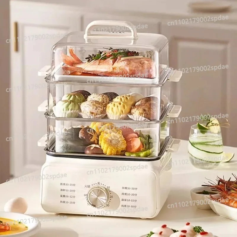 Electric Steamer Multifunctional Hot Pot Cooking Pot Household Large Capacity Timing Multi-layer Steamer Three-layer Steamer