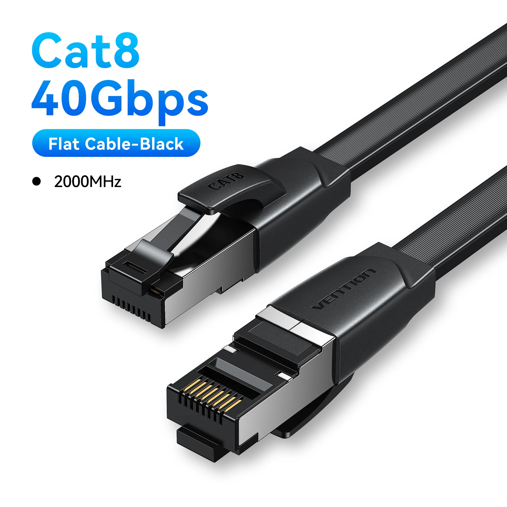 Vention CAT8 Ethernet-Kabel 40Gbps 2000MHz TPE Netzwerk-LAN-Patchkabel für PC Laptop PS 5/4 Router RJ45 Flaches Kabelgebundenes Ethernet-Kabel