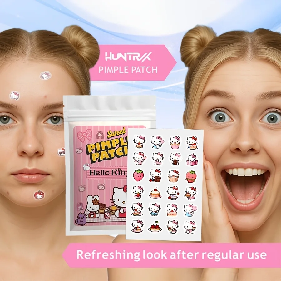 48/96PCS Sanrio Hello Kitty Cartoon Pimples Defect Patch - Invisible Hydrocolloid Acne Patch, Facial Decoration Patch