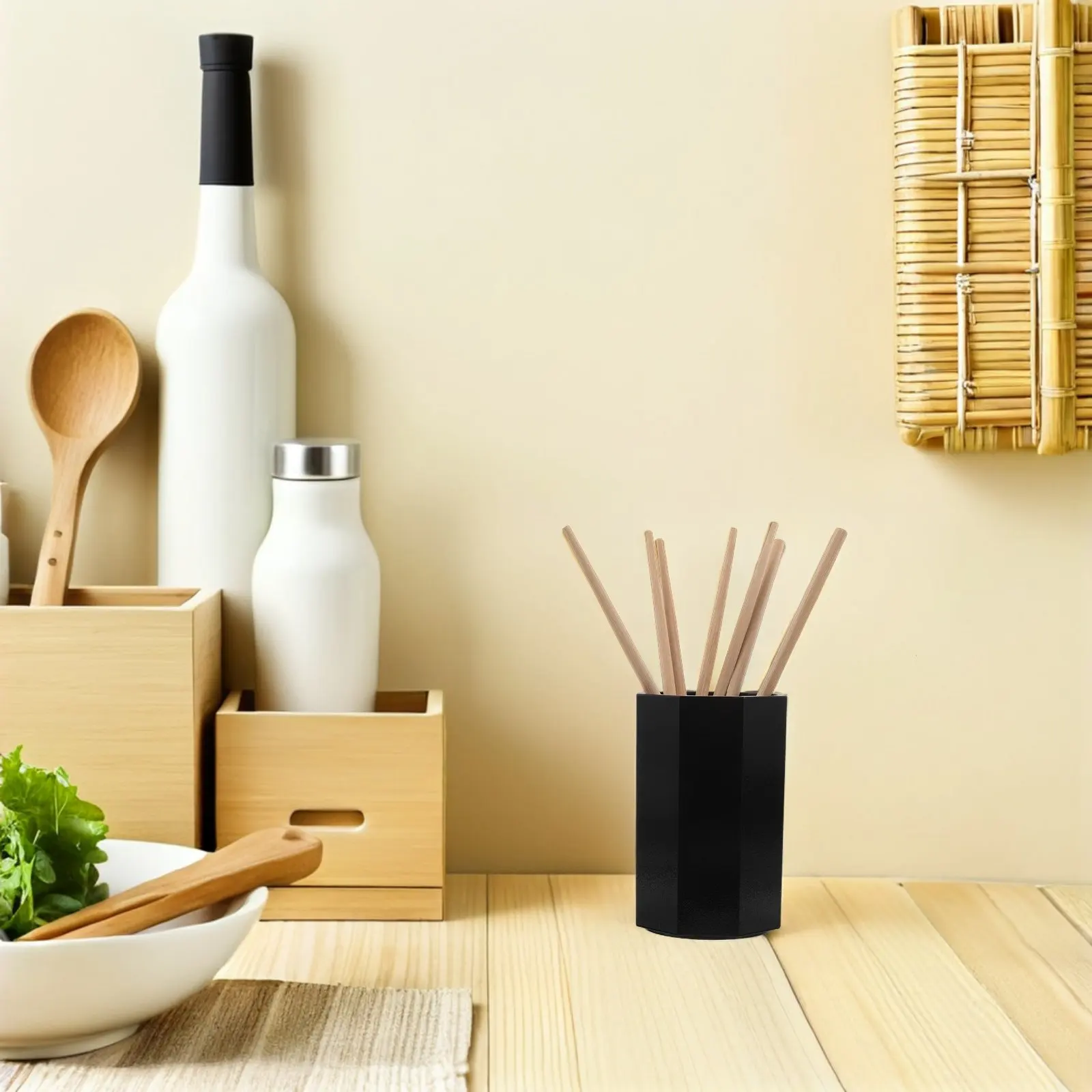Soporte para Palillos Japoneses de Plástico, Diseño Cilíndrico Ventilado, Organizador de Utensilios de Cocina, Contenedor de Almacenamiento para Restaurante, Bar de Sushi