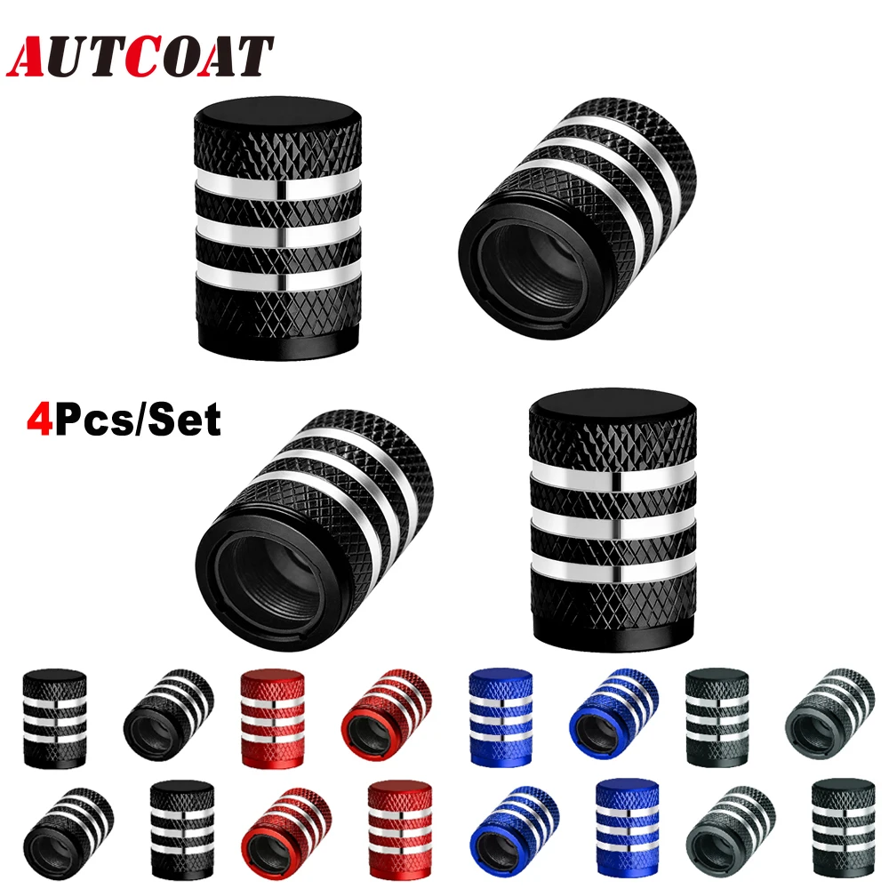 

4PCS Tire Valve Stem Cap - Tire Air Cap Metal with Plastic Liner Corrosion Resistant Leak-Proof for Car Truck Motorcycle Bike