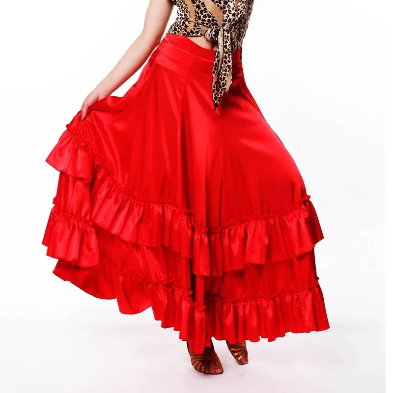 Jupe Flamenco robe femmes dame rouge scène Performance Costume salle de bal valse Dancewear Tango Flamenco danse Costume DL2876