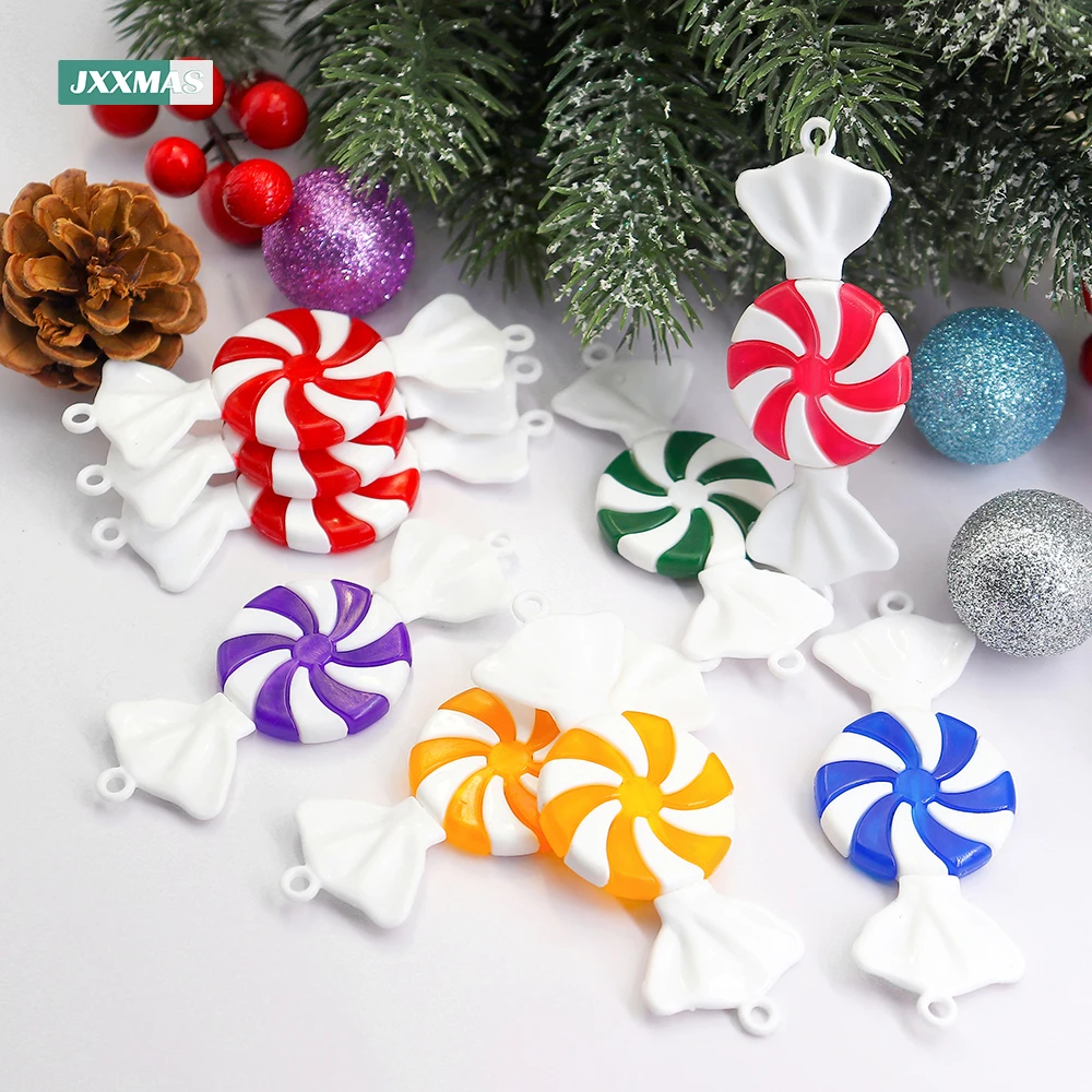 12pcs Candy Christmas Tree Hanging Decor Colorful Sweets Fake Peppermint Candies Pendants New Year Gifts Children's Toys Navidad