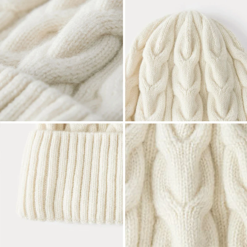 BEAUTODAY Woolen Hats Women 100% Sheep Wool Solid Color Simple Knitted Beanie Ladies Winter Accessories Handmade 96531