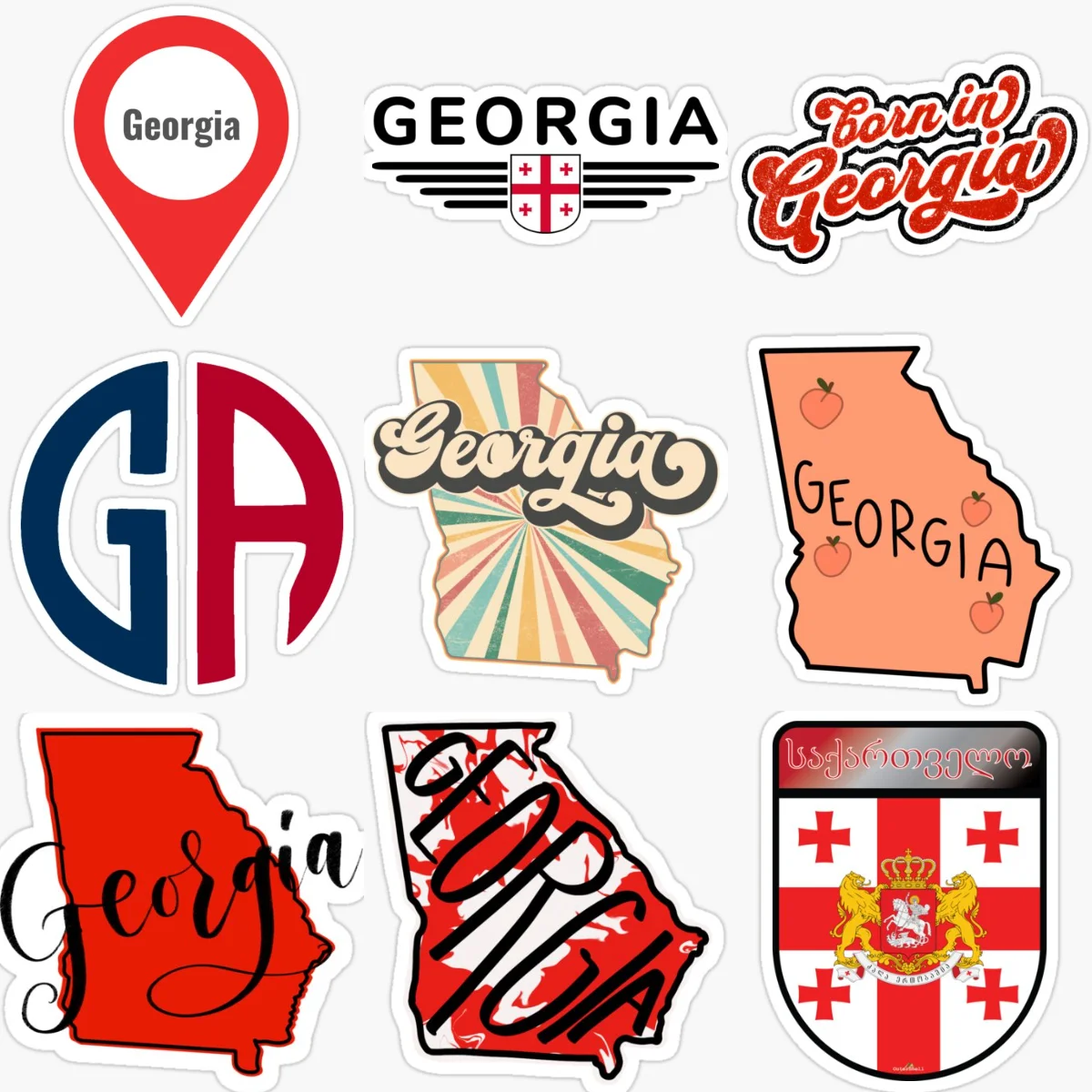 

GE Georgia Flag Map Creative PVC Stickers for Car Bicycle Truck Window Helmet Bumper Fridge Wall Decoration Accessories