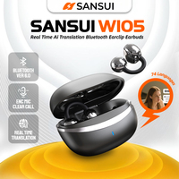 Sansui W105 AI Translator Ear Clip Earbuds Real-Time Translating Bluetooth 6.0 Headphone HiFi Stereo TWS Wireless Sport Earphone