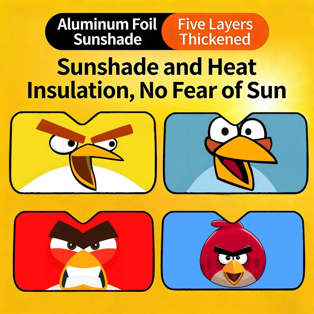 

Солнцезащитный козырек для автомобиля, милый и забавный, персонализированный, устойчивый к УФ-излучению, для лобового стекла, A- Angry Birds