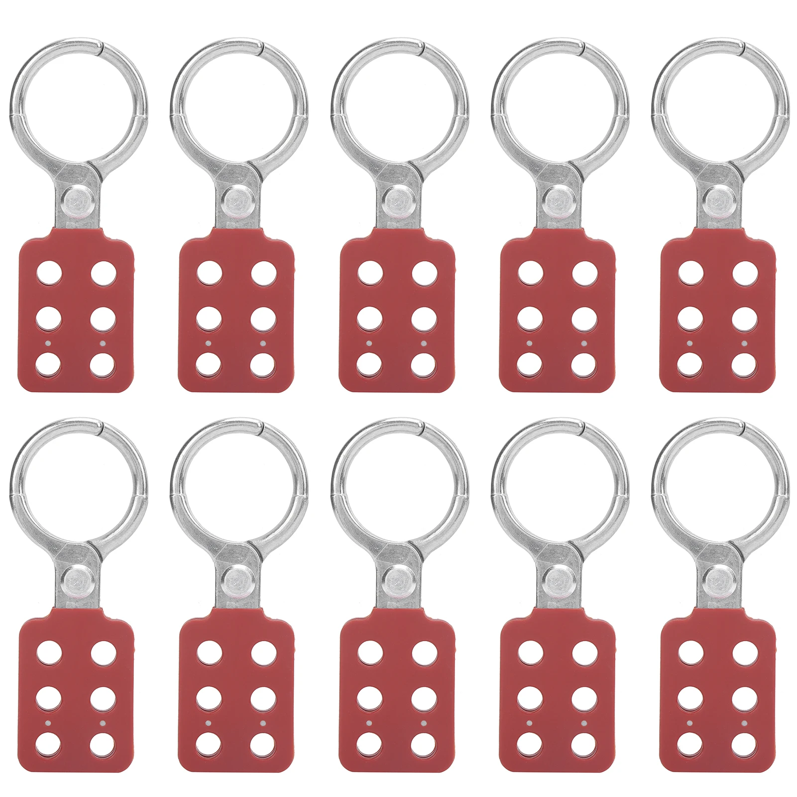 10pcs Lockout Hasp 38mm/1.5in 6 Holes Aluminium Insulation for Flammable Explosive Places