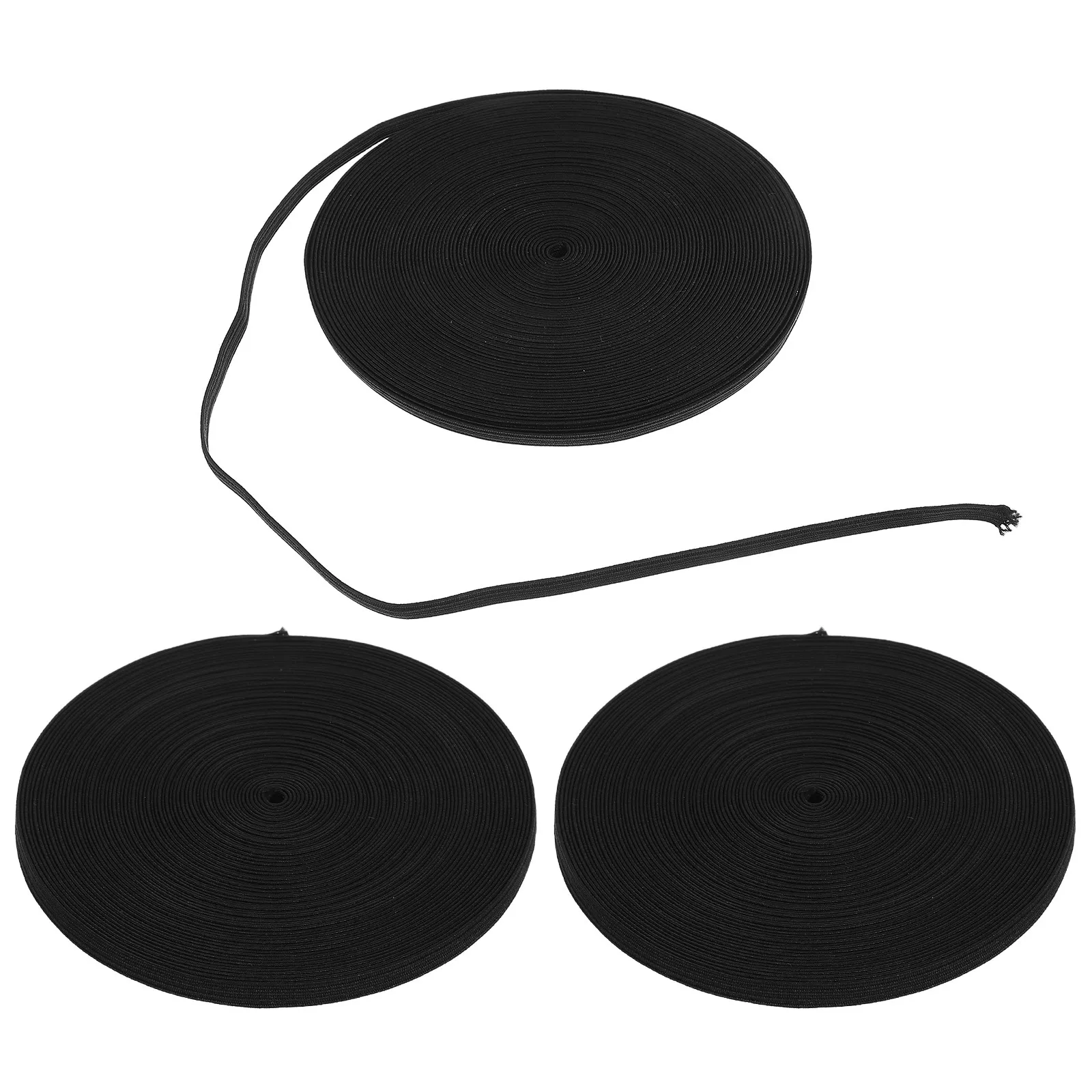 3Pcs Flat Sewing Elastic Band Black Narrow Width High Elasticity Stretch Waistbands for Children Slim Garments Sewing Elastic