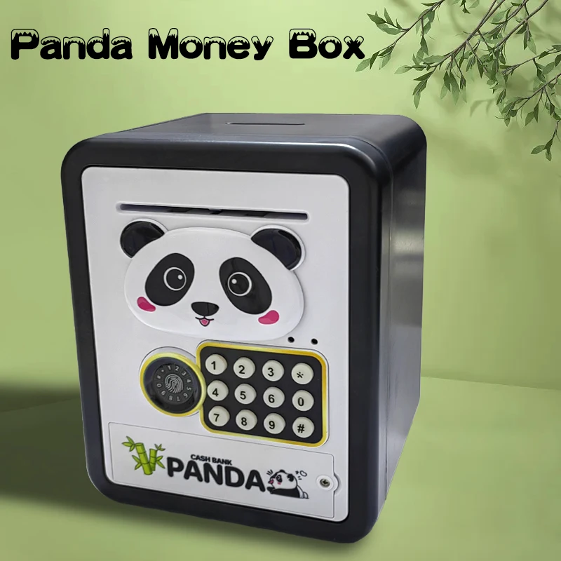 Cartoon Panda Atm Cash Saving Box Money Bank Toy Pretend Play Money Box Saving Coin Password Digital Fingerprint Kids Gift