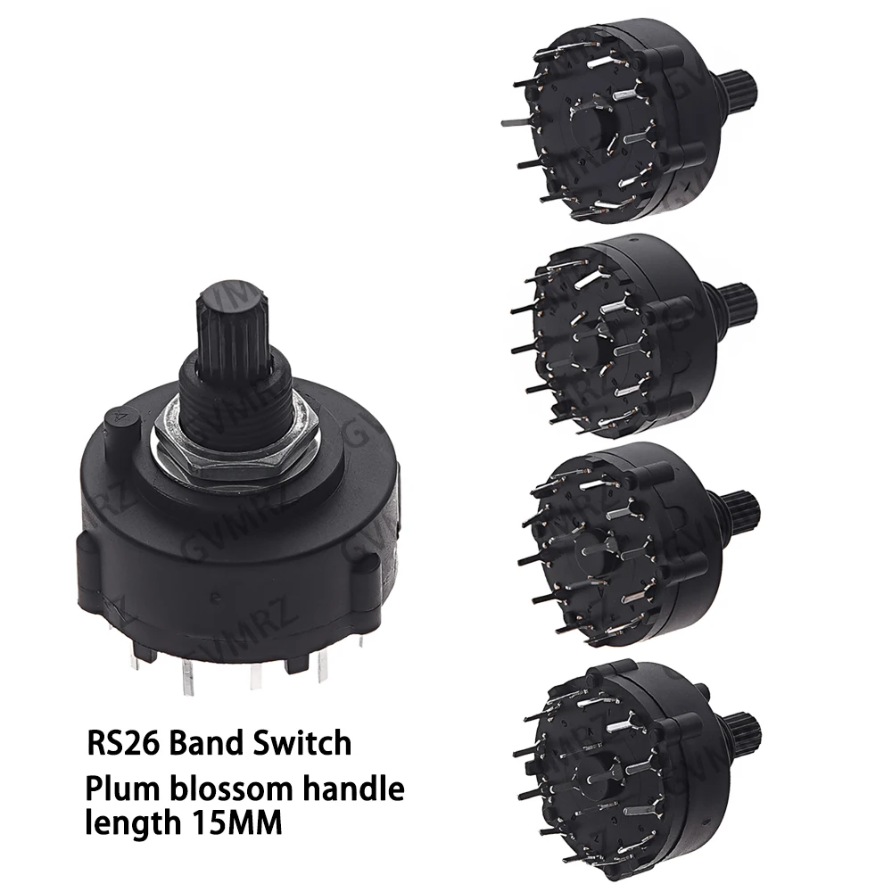 1PCS 12/6/4/3 1 2 Pole Position 12/6/4/3 Selectable PCB Plug-in Board Adjustable Switch RS26 Band Gear Rotary Switch  3 4