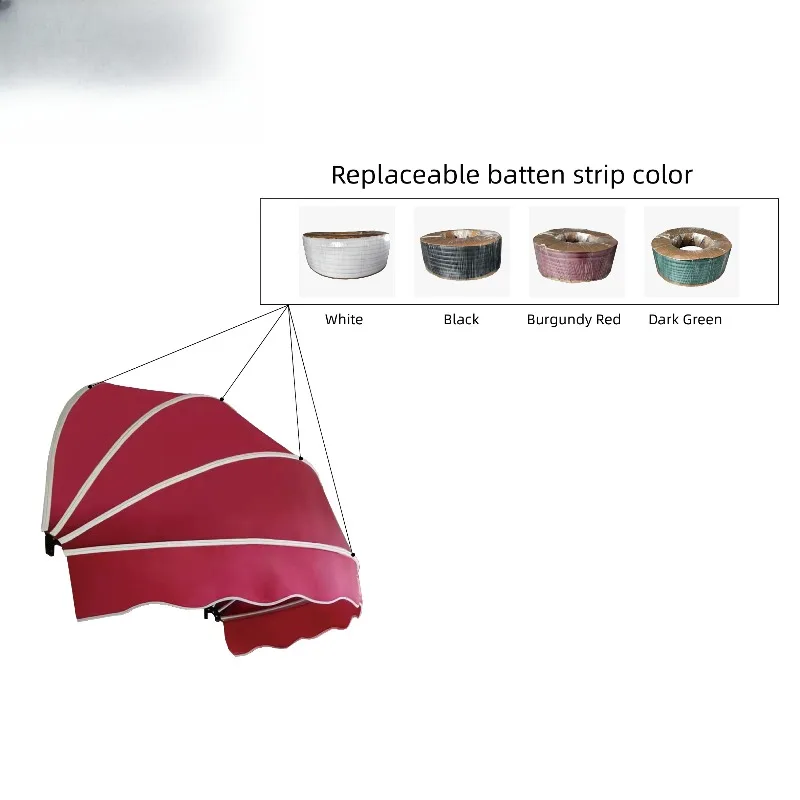 Watermelon-colored sunshade accessory kit with curved frame joints and mounting parts