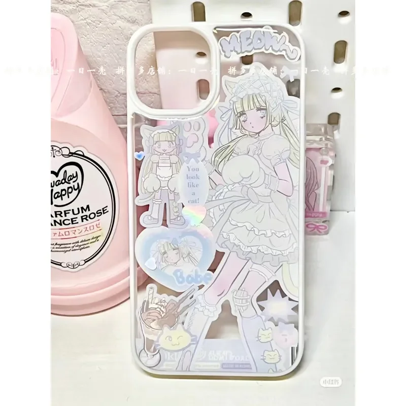 Korean Cartoon Gooka Maid Cute Kawaii Creative Phone Case For iPhone 15 14 13 12 11 Pro Max XR XS Max 7 8 Plus MINI Y2K Cover