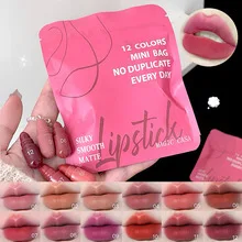

12-color capsule lipstick set box moisturizes improves complexion color retention not easy to stick to the cup mini matte makeup
