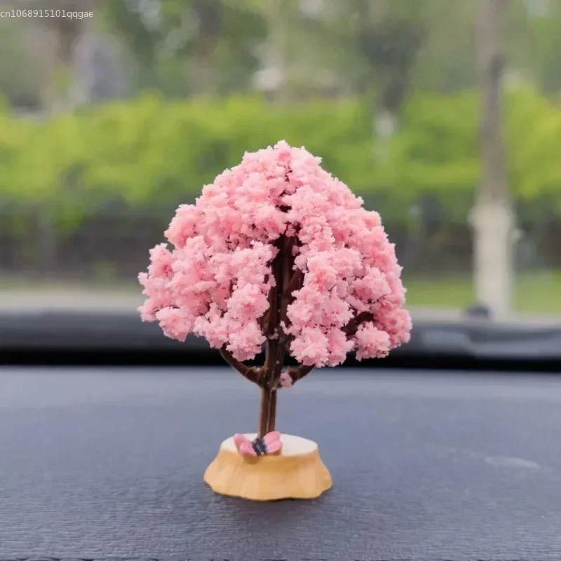 Car Mini Tree Decorations Center Console Car Mounted Green Plant Accessories Simulated Flower Decoration Cute Home Furnishing