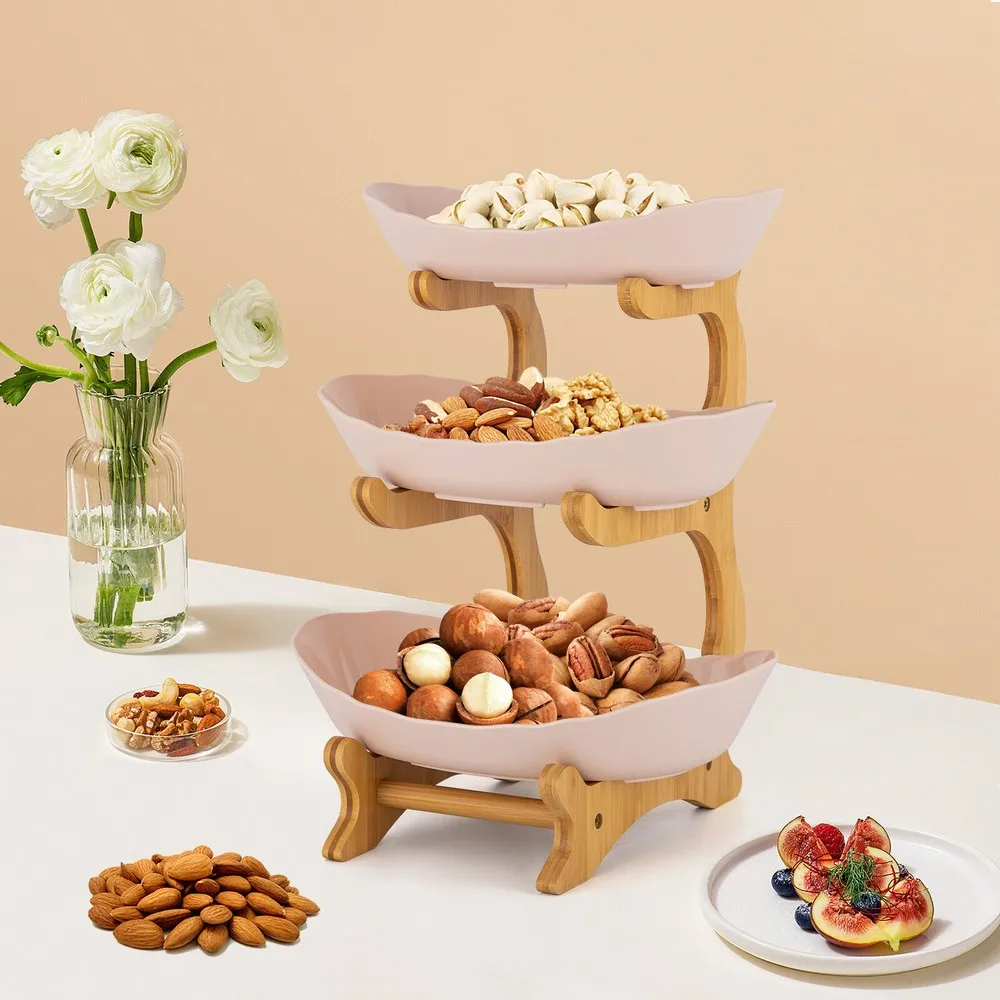 

3-Tier Serving Bowls with Stand, Snack Dessert Cake Tray Plate Rack for Wedding