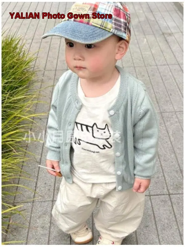 Kids Spring Autumn Knit Cardigan Thin 2026 Baby Boy Girl Hollow Out Air-Conditioning Jacket Infant