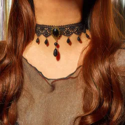 Black Lace Choker Necklace for Women Pendant Chains Bohemian Jewelry Cadenas Mujer Gift Halloween Decoration