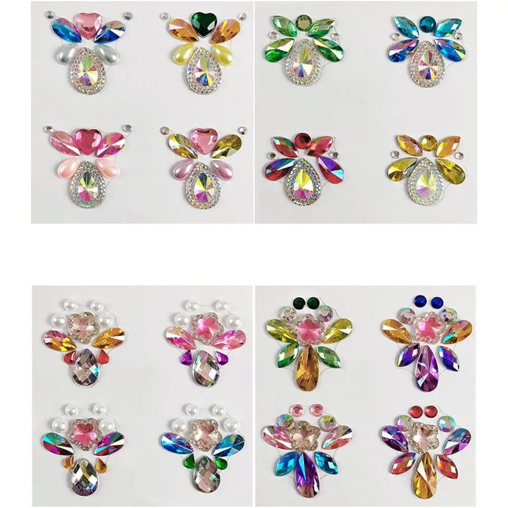 Waterproof 3D Diamond Sticker Resin Fake Tattoo Face Paint Gems Glitter Disposable Temporary Tattoo Sticker Forehead