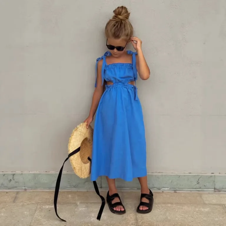 Girls Dress 2026 Spring Summer Current Korean Version Suspender One Line Strapless Princess Temperament Dress