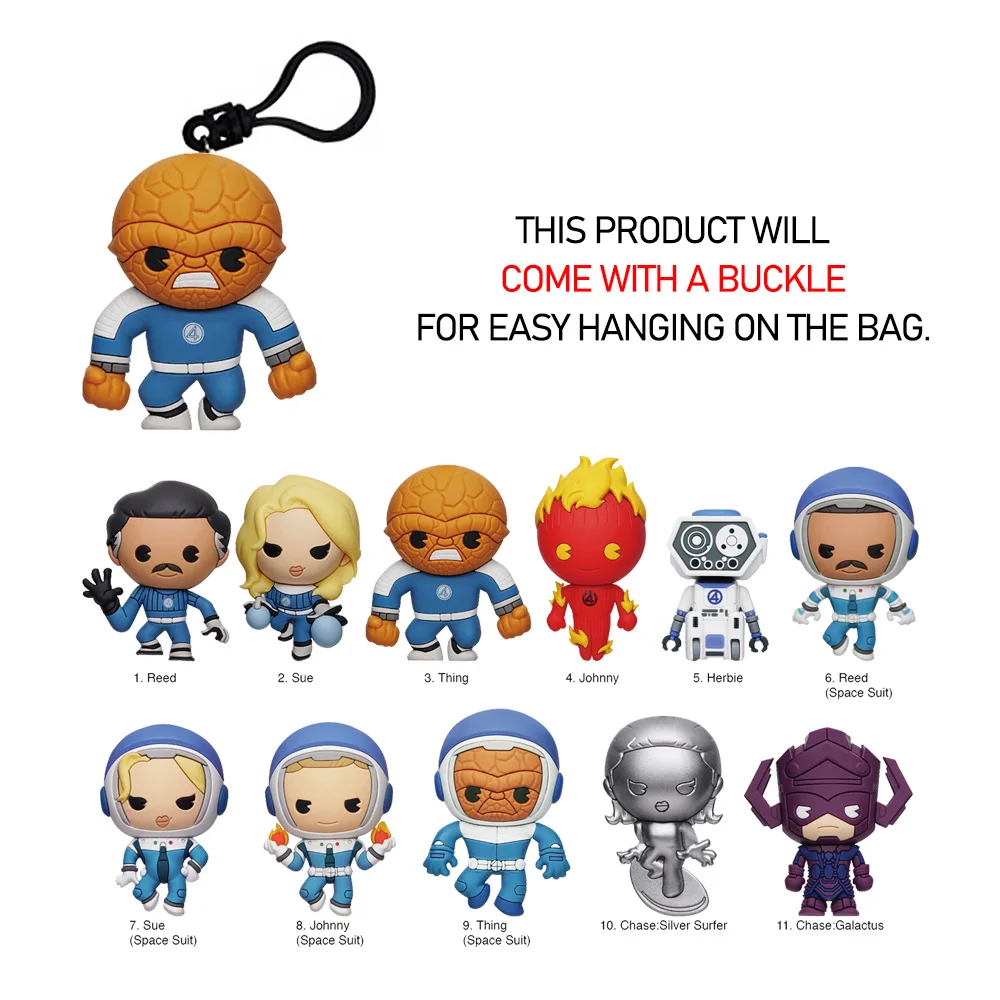 Fantastic Four Officially Licensed Blind Box Reed Sue Thing Johnny Herbie Collectible PVC Keychain Mystery Gift 1Pc MARVEL