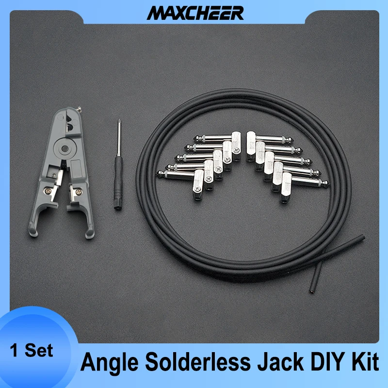 Solderless Connectors Design Guitar Cable DIY Guitar Pedal Patch Cable Kit 10 Solderless Angle Jack 3M Cable and Cutter