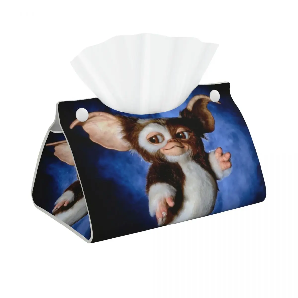 Custom Gremlins Facial Tissue Box Cover Rectangular Gizmo Mogwai Monster Movie PU Leather Tissue Box Holder for Car Bathroom