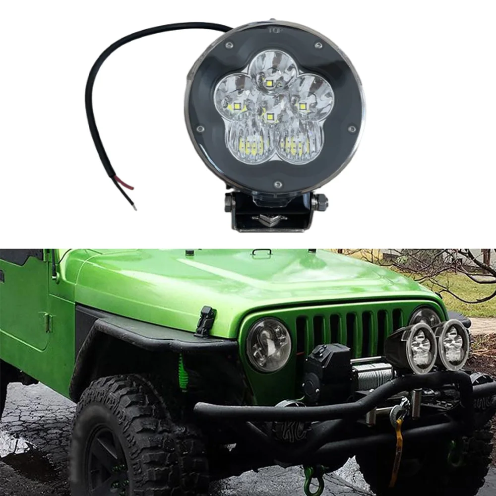 

5-дюймовые 60 Вт круглые светодиодные противотуманные фары Spot Beam Led Offroad Light Headlight Blub 4x4 Светодиодные фары дальнего света + комбинированная крышка черного цвета