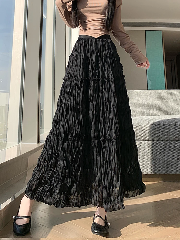 

Faionable High Waist f Body Skirt Women's Spring New Sle Versatile Korean Version Fairy Cake Long Skirt Princ Sle...