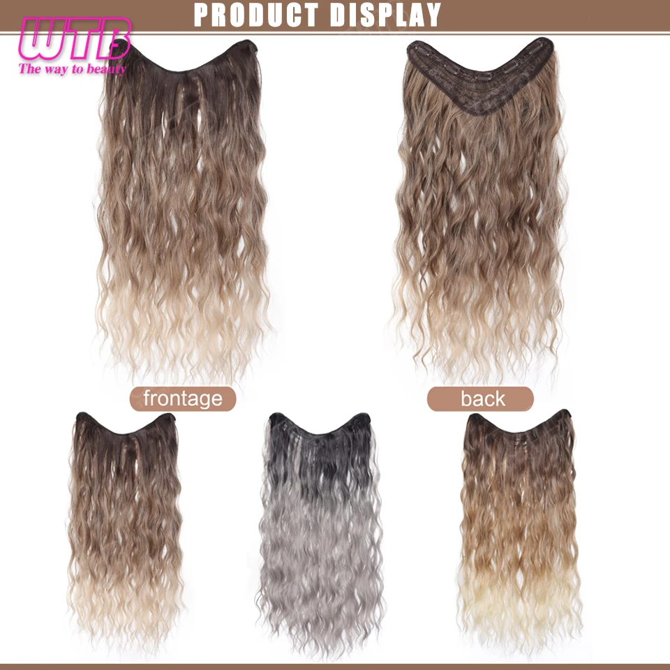 Synthetic Wig BB Clip Style V-shaped Gradient Color Water Ripple Curly Hair Extension Suitable for Ladies Party Prom Wedding Use