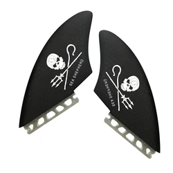 AQUBONA Surfboard Keel Fin Single Dual Tab Fin Skull Fin for Paddleboard Skimboard Longboard Surfboard Funboard,Black,Grey
