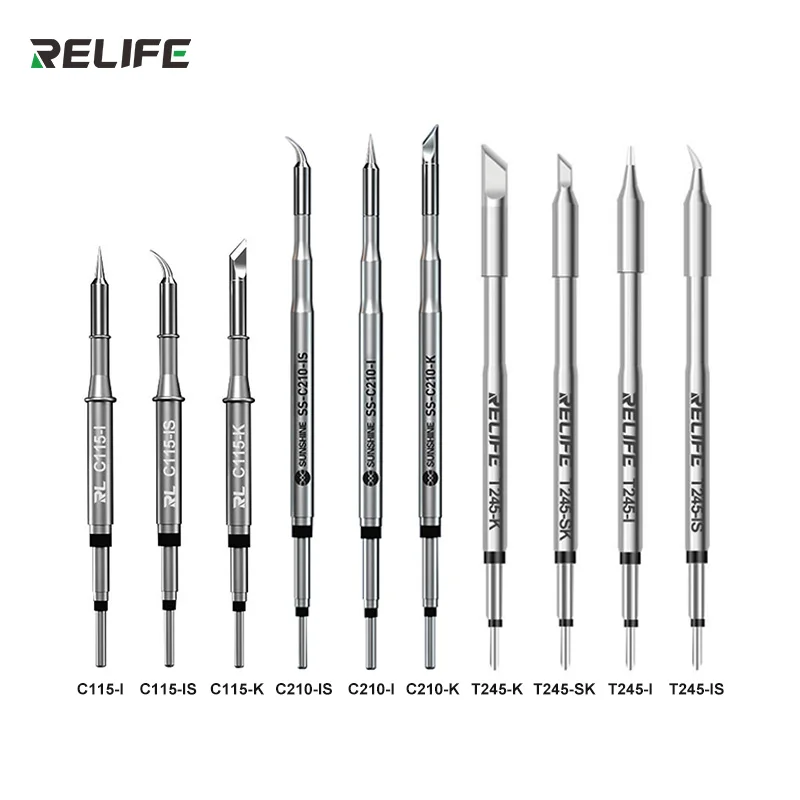 RELIFE Fine C210 T245 T245 punta di saldatura C210 C115 punta del saldatore per stazione di saldatura professionale GVM T210 GVM T115