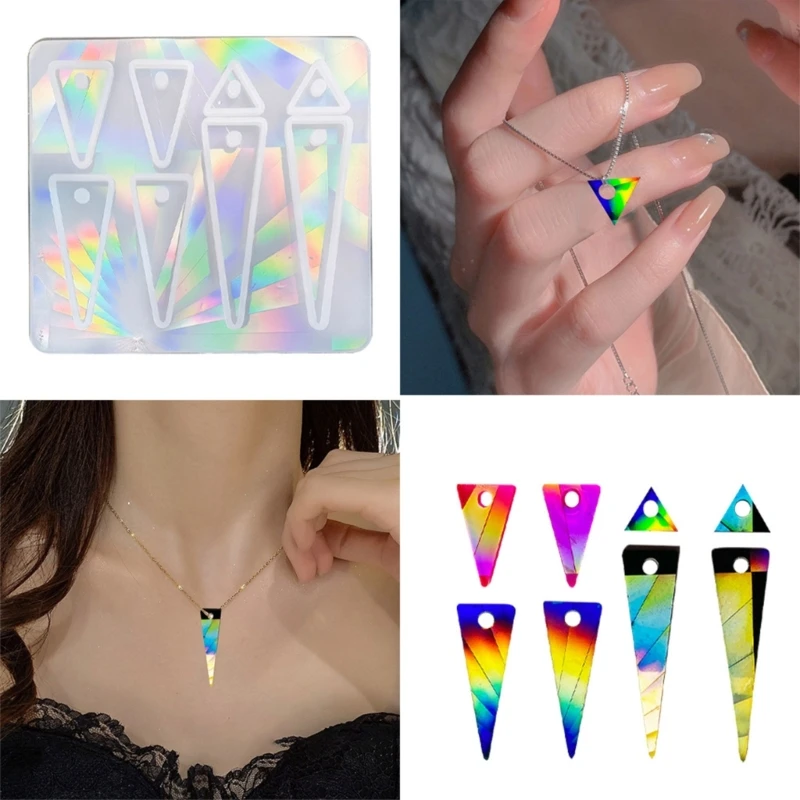 Holographic Resin Silicone Mold DIY Geometric Earring Keychain Pendant Mould Light and Shadow Crystal Epoxy Molds Crafts