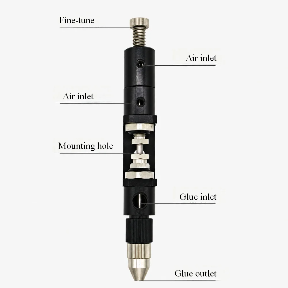 23A High Precision Pneumatic Dispensing Valve Thimble Type Single Liquid Suck Back Glue Valve Adjustable Adhesive Dispenser