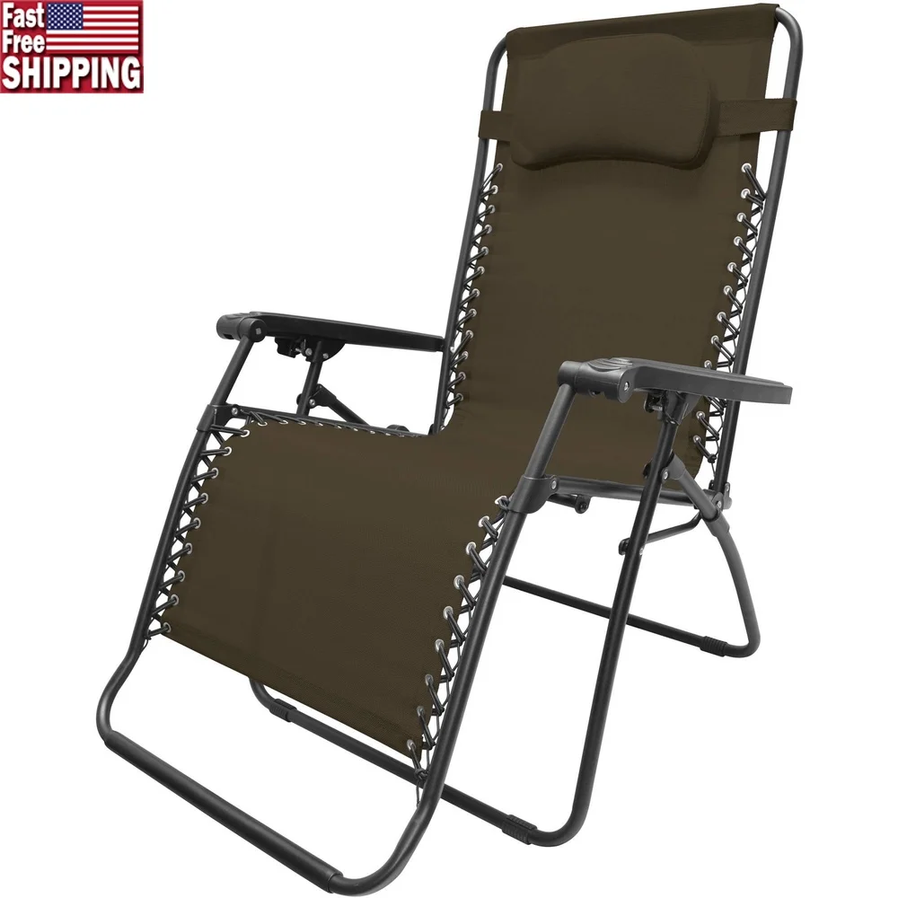 Oversized Zero Gravity Chair Adjustable Headrest 330lbs Capacity Durable Steel Frame Smooth Recline Soft Textilene Fabric Folds