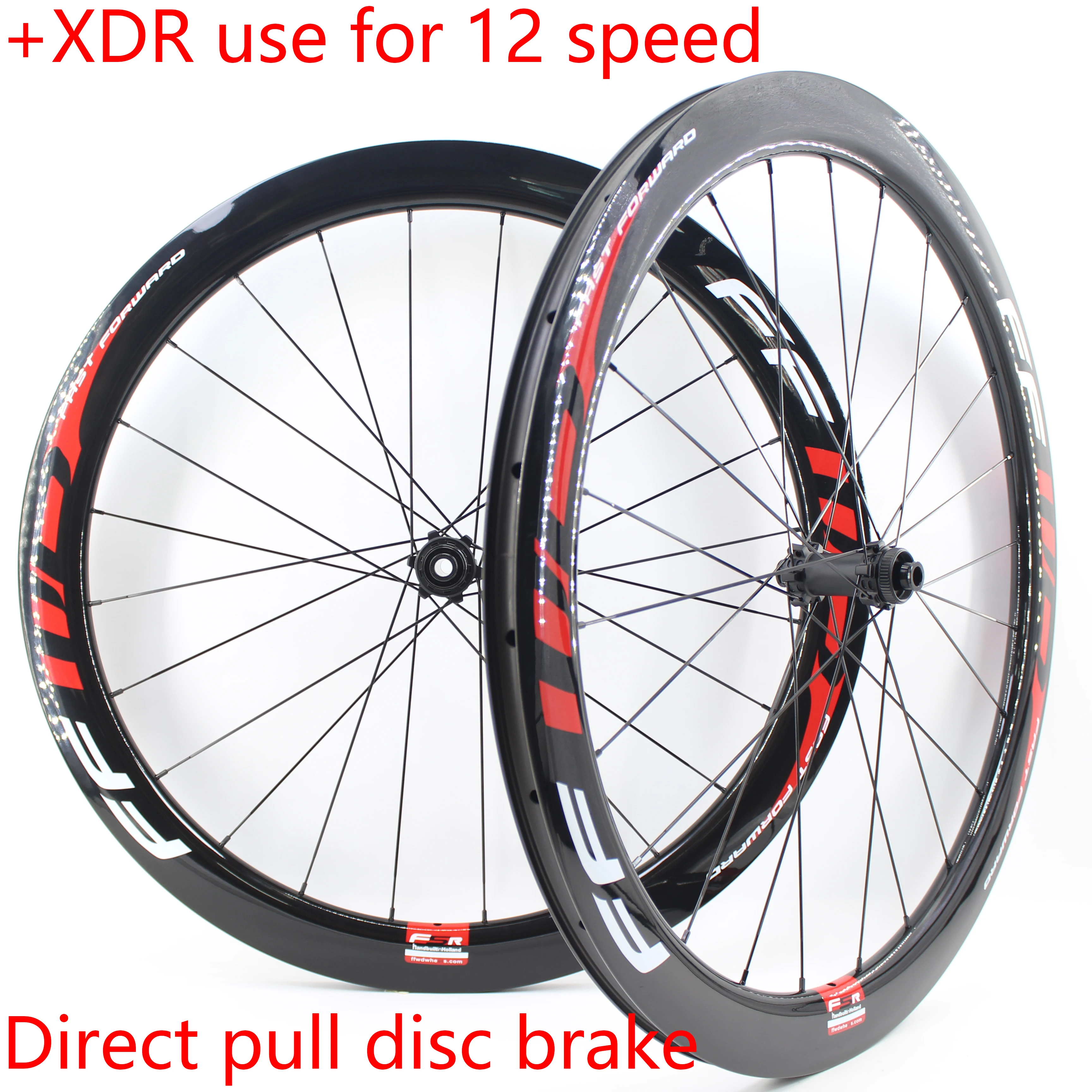 New 700C Road Bike Full Carbon Fibre Rims Carbon Bicycle Wheelset Thru Axle Center Lock Direct pull disc brake hub +XDR 12 speed