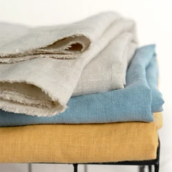 100% Pure Linen Soft Fabrics for Sewing, DIY Handmade Home Textile, Cloth for Clothes, Patchwork, Solid Color Style