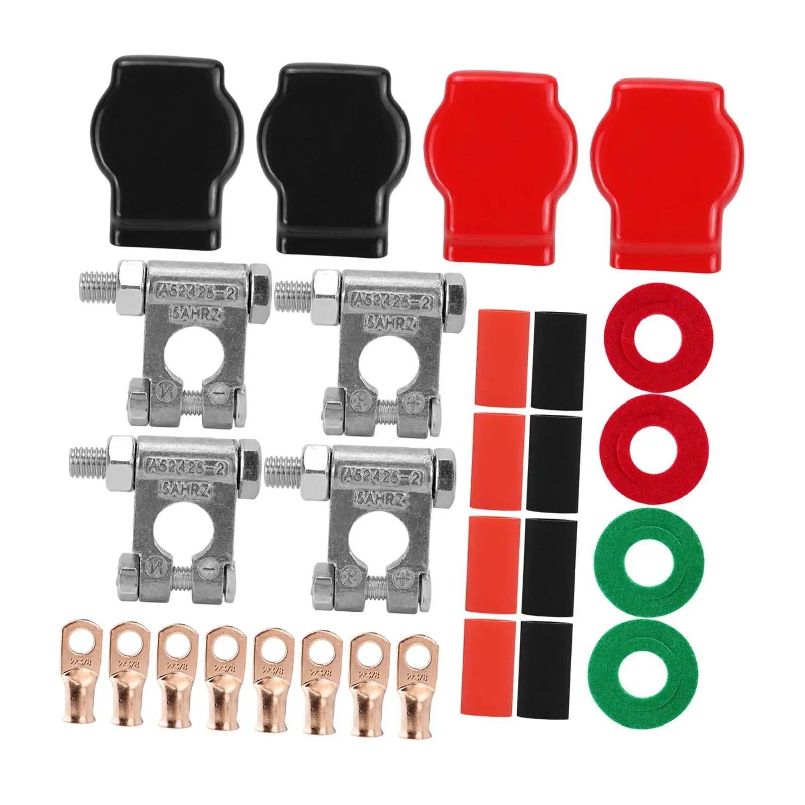 Heavy Duty Battery Terminals Connectors Kit Positive Negative Aluminum Alloy for Automotive Boat RV Marine Use