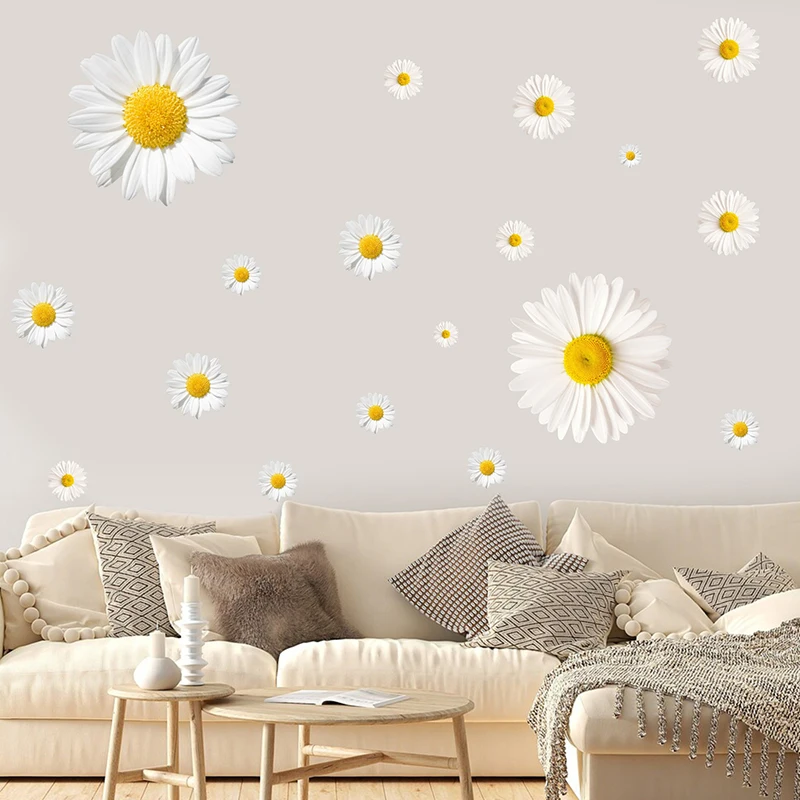 Sunflower Wall Stickers for Living Room Decoration Pvc Self-adhesive Plant Flowers Small Daisies Bedroom Window Sticker Decal