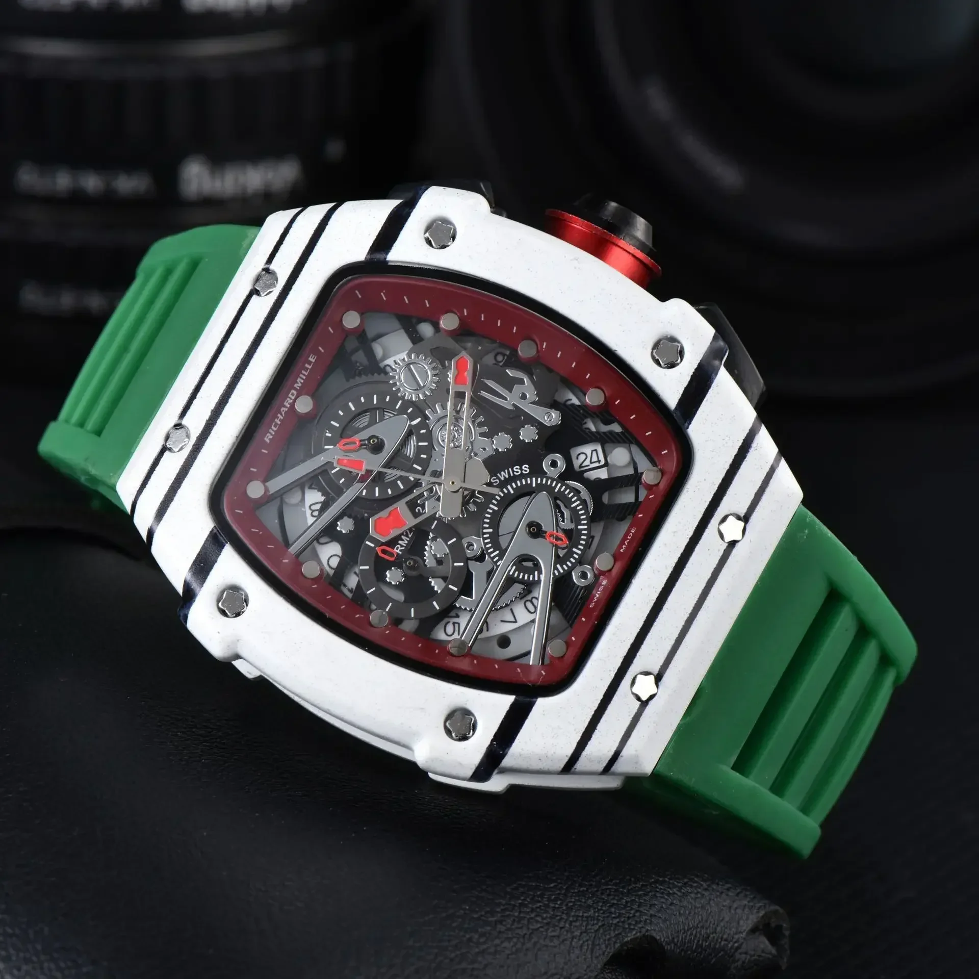 2025 nuevo reloj de pulsera masculino automático hueco informal, reloj mecánico de cuarzo de lujo a la moda para hombre, calendario resistente al agua