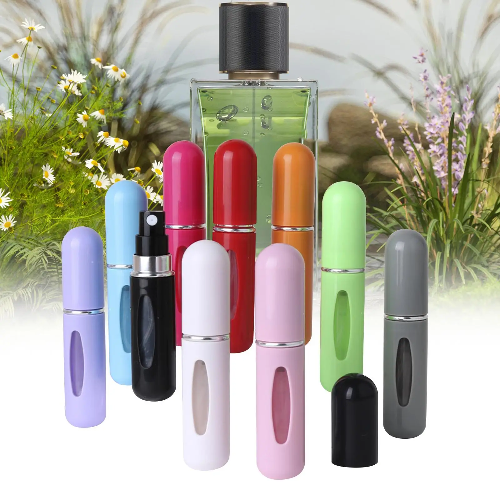 10Pcs 5ml Refillable Perfume Bottle Spray Pump Container Multipurpose Women Men Use Travel Size for Makeup Remover Foundation