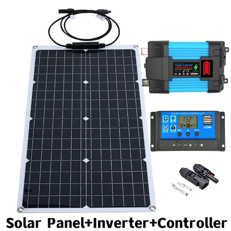 Solar Panel Inverter Kit DC12V To AC 110V/220V Car Power Inverter Outdoor/Home/Car/Yacht Power Inverter With 100A Controller