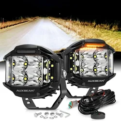 Faretti da lavoro a LED da 4 pollici 92W Spot Flood Combo faretti da lavoro Pod con ambra DRL per camion SUV 4WD ATV AUXBEAM