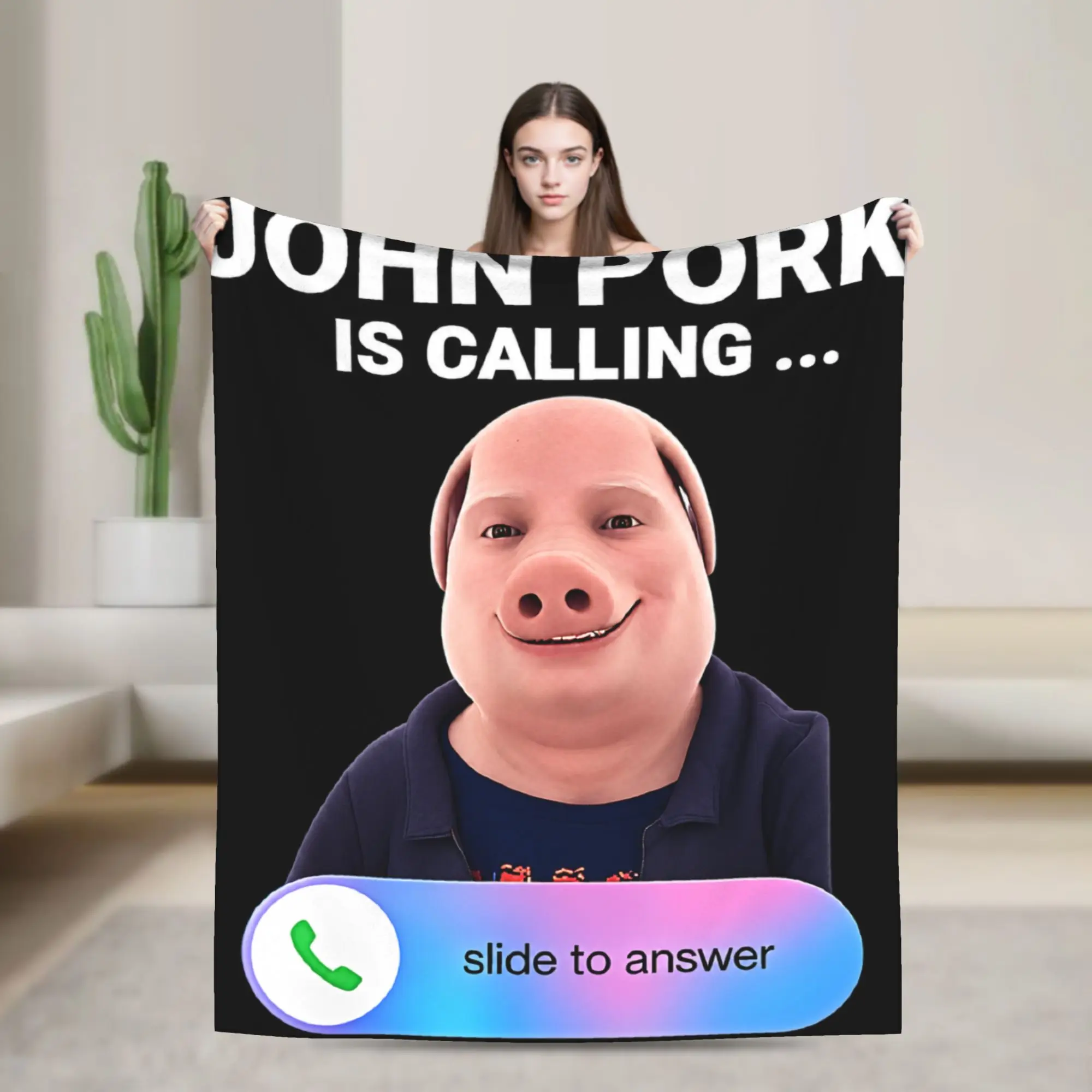 John Pork is Calling Blanket  Super Soft Print Plush Throw Blanket For Living Room Decorative Flannel Bedspread Bed Cover